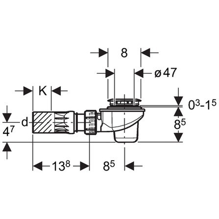 [150.551.21.1] 150.551.21.1 - GEBERIT DOUCHE SYPHON DIAM 90 UITGANG 50 (vervangt 150.671.21.1)