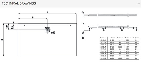 [H2109590000001] H2109590000001 - LAUFEN DOUCHETUB PRO 140 X 90 X 3 WIT COMPOSIET 