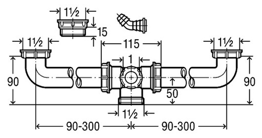 [VIEGA 113 063] VIEGA KEUKEN DUBBELE VERBINDING CENTRISCH 6/4 + O
