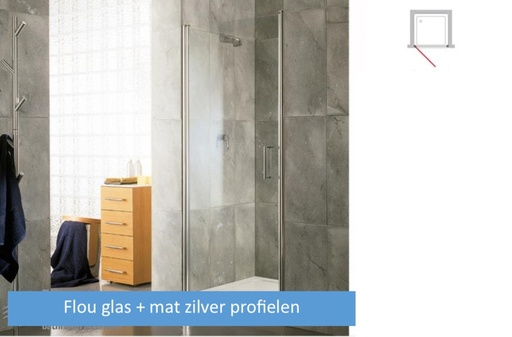 [INDA B0944 D AA 70] B0944 D AA 70 - INDA STILE DRAAIDEUR NIS 87*91 H190cm RECHTS SCHAR. FLOU + MAT ZILV PROFIELEN