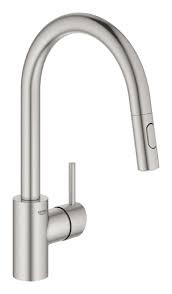  31483DC2 - GROHE CONCETTO KEUKENKRAAN SUPERSTEEL GEBOGEN UITLOOP + UITTREKB MOUSSEUR 