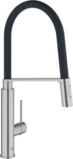  31491DC0 - GROHE CONCETTO KEUKENKRAAN + BEWEEGBARE FLEXIBEL RVS/ZWART SUPERSTEEL