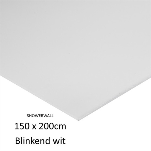 [DW401R100] MSW483G100X200 - ARTISSAN SHOWERWALL 1000 X 2000  WIT BLINKEND ACRYL