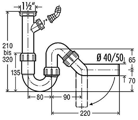[VKS101 800] VIEGA KEUKEN SIFON +VAATWAS 6/4 40MM