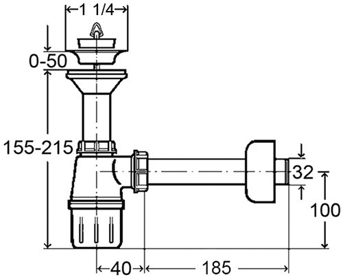 [VIEGA 103 927] VIEGA LAVABO SYPHON WIT 32MM MET CREPINE