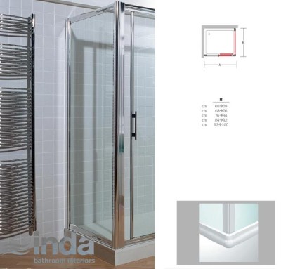 [INDA B0652 0 BR 40] NULL - INDA FAMILY VASTE WAND 84*92 H 185CM SCREEN GLAS MET WITTE PROFIELEN