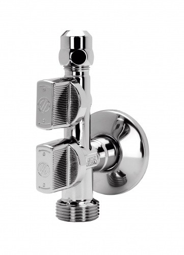 [011906] COMB9MAC - ARCO DUBBELSPILKRAAN 1/2 3/4 CHR + TERUGSLAGKLEP BELGAQUA