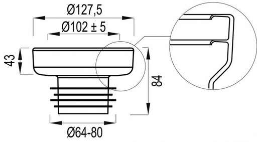 [230509] 7000121940 - WISA AFVOER MANCHET NR 5  64/80MM