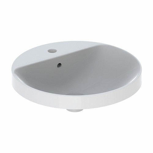 [500.705.01.2] 500.705.01.2 - GEBERIT INBOUWWASTAFEL VARIFORM 48CM MET KRAANVLAK ROND EN OVERLOOP EN GEGLAZUURD ONDERAAN