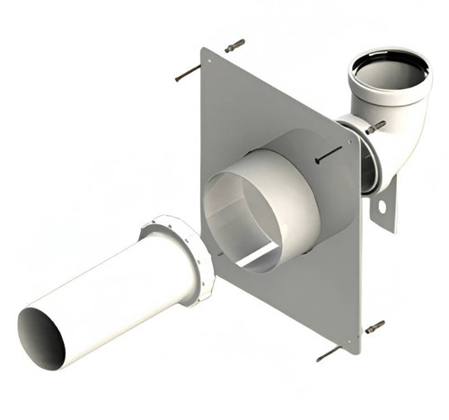 [14020] 6-90ROSCAMH5 - RLX MUURPLAAT MET KORTE BOCHT MET MUURSTEUN 87° 60MM EN AFWERKINGSPLAAT