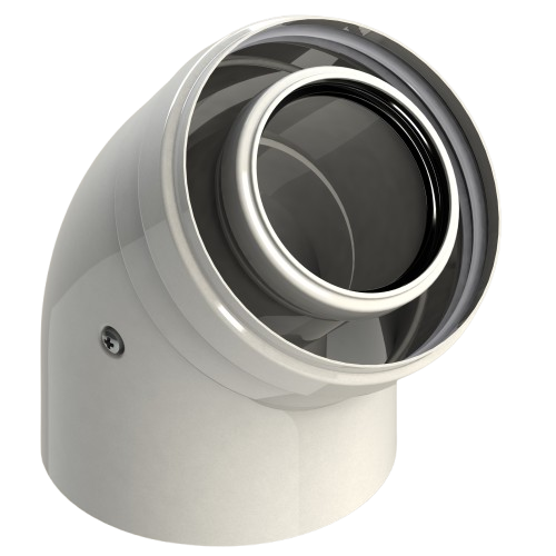 [14080] 610-45MHP17 - RLX CONCENTRISCHE BOCHT 45° 60/100 WIT PP/ALU