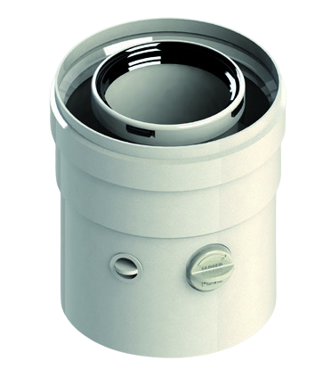 [14096] 8125TMMHP15 - RLX CONCENTRISCHE BUIS MET MEETNIPPELS L=125MM 80/125 WIT PP/ALU