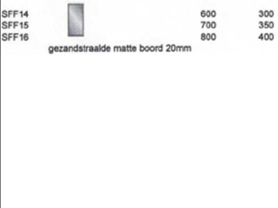 [SFF15] SFF15 - SPIEGEL GEZANDSTRAALDE MATTE BOORD 20MM 70 X 35