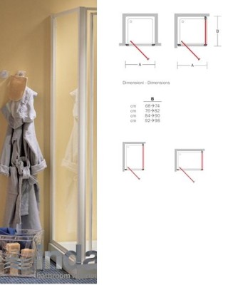 [INDA B0252 0 BR 30] NULL - INDA ROMA VASTE WAND 84*90 H 185CM LICHT GEDRUKT GLAS MET WITTE PROFIELEN