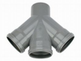 [20023100] 20023100 - DUBBEL T-STUK 45° 110MM  MFFF 3 INGANGEN  EN 1 UITGANG MF